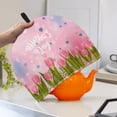 thumbnail image 3 of HELLHERO Teapot Dust Cover Protector 1Pcs Polyester Canvas Creative, Pink Tulips Greeting, 3 of 8