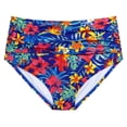 thumbnail image 3 of Conairie Womens Bikini Bottoms High Waisted Full Coverage Bathing Suit Floral Print Ruched Scrunch Swim Bottom Navy L, 3 of 4