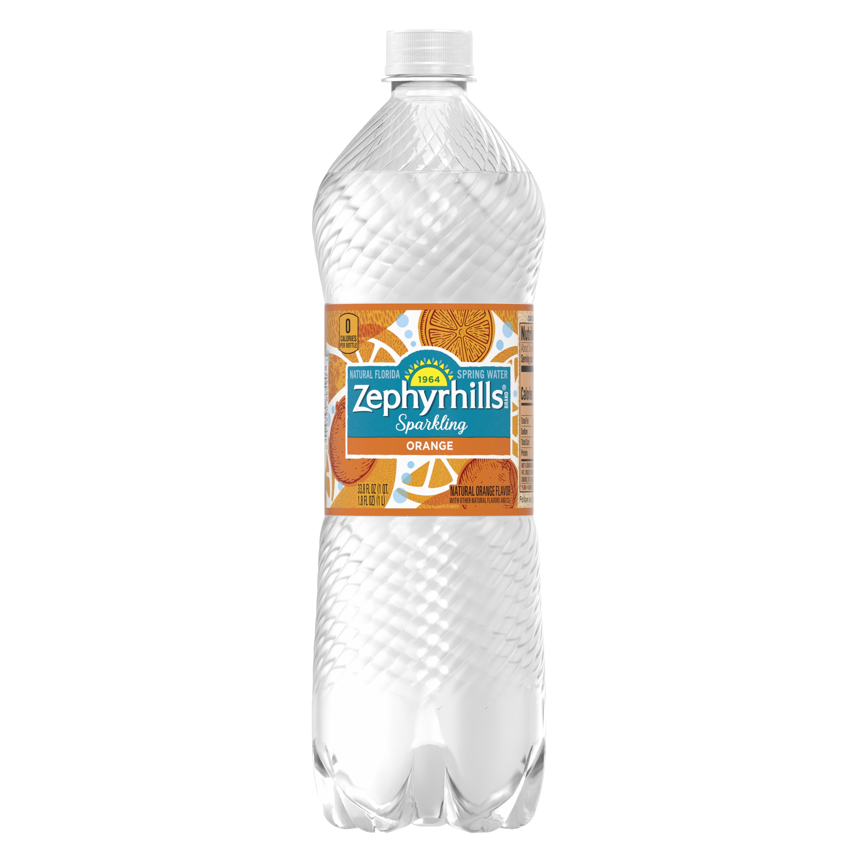 Zephyrhills Sparkling Water, Orange, 33.8 oz. Bottle