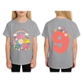 thumbnail image 2 of Gyujnb 9 Years Birthday Print Short Sleeve T Shirt Round Neck Casual Tee Everyday Wear (Big Girls),1-2 Years, 2 of 3