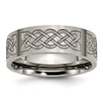 thumbnail image 1 of Solid Titanium Flat 8mm Men's Laser Design Matte Brushed Finish Wedding Band Ring Size 8.5, 1 of 7
