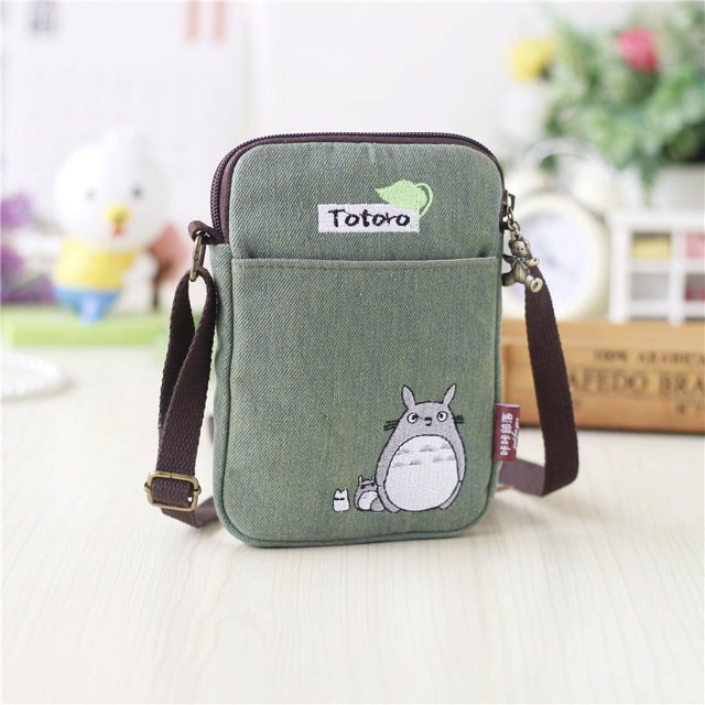 Bolso bandolera de lona para mujer, bolso bandolera con dibujos creativos distintivos para llevar en la mano, bolso bandolera de tela de doble propósito para teléfono móvil de pantalla grande