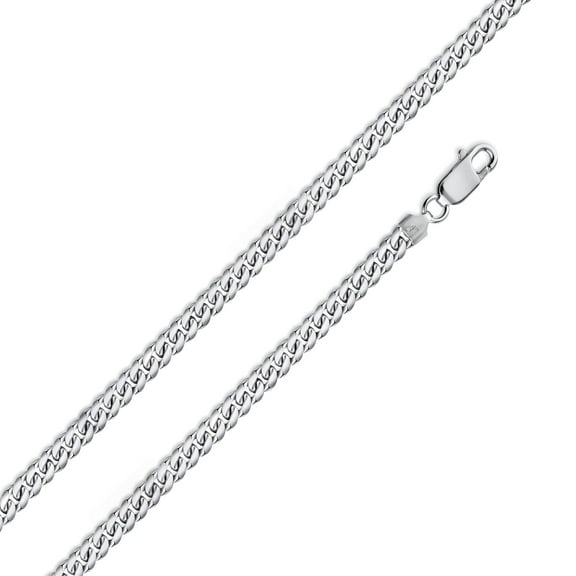 Rhodium Plated 925 Sterling Silver Miami Cuban 100 Chain Link 3.5mm Italy 16" Jewelry Female Unisex