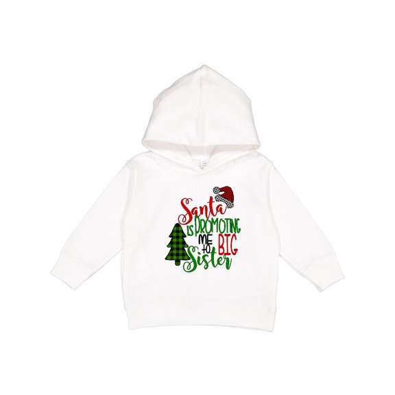 Inktastic Santa is Promoting Me to Big Sister Green Plaid Tree Toddler Hoodie