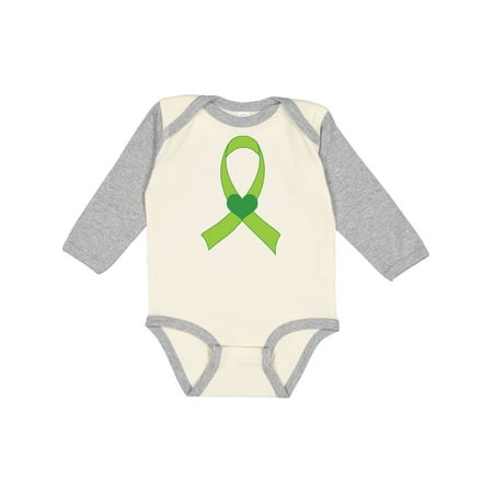 

Inktastic Lime Green Heart Ribbon Gift Baby Boy or Baby Girl Long Sleeve Bodysuit