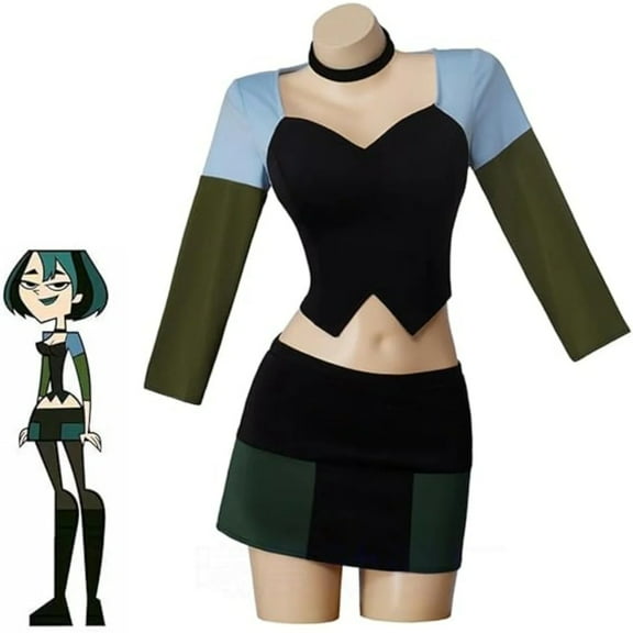 Total Drama Island Gwen-Inspired Alternative Outfit – Edgy Crop Top & Mini Skirt Set for Women