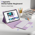 thumbnail image 4 of Aoub Touchpad Keyboard Case for iPad A16 11th Generation / iPad 10th Generation 2025/2022 with Backlit, Magnetic Detachable Wireless Bluetooth Keyboard Case, Light Purple, 4 of 7