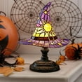 thumbnail image 2 of Yucurem Halloween Decoration - Witch LED Hat Lamp Stained Glass, Handmade Gothic Witch Hat Night Light for Indoor Party & Spooky Halloween Party Decorations (Purple), 2 of 8