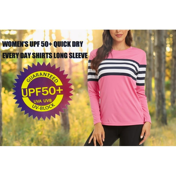 Omicgot Women's Long Sleeve Sun/Uv Protection T-Shirt Upf 50+ Rashguard Outdoor Clothing Running Hiking Spf Shirts Orange Xl