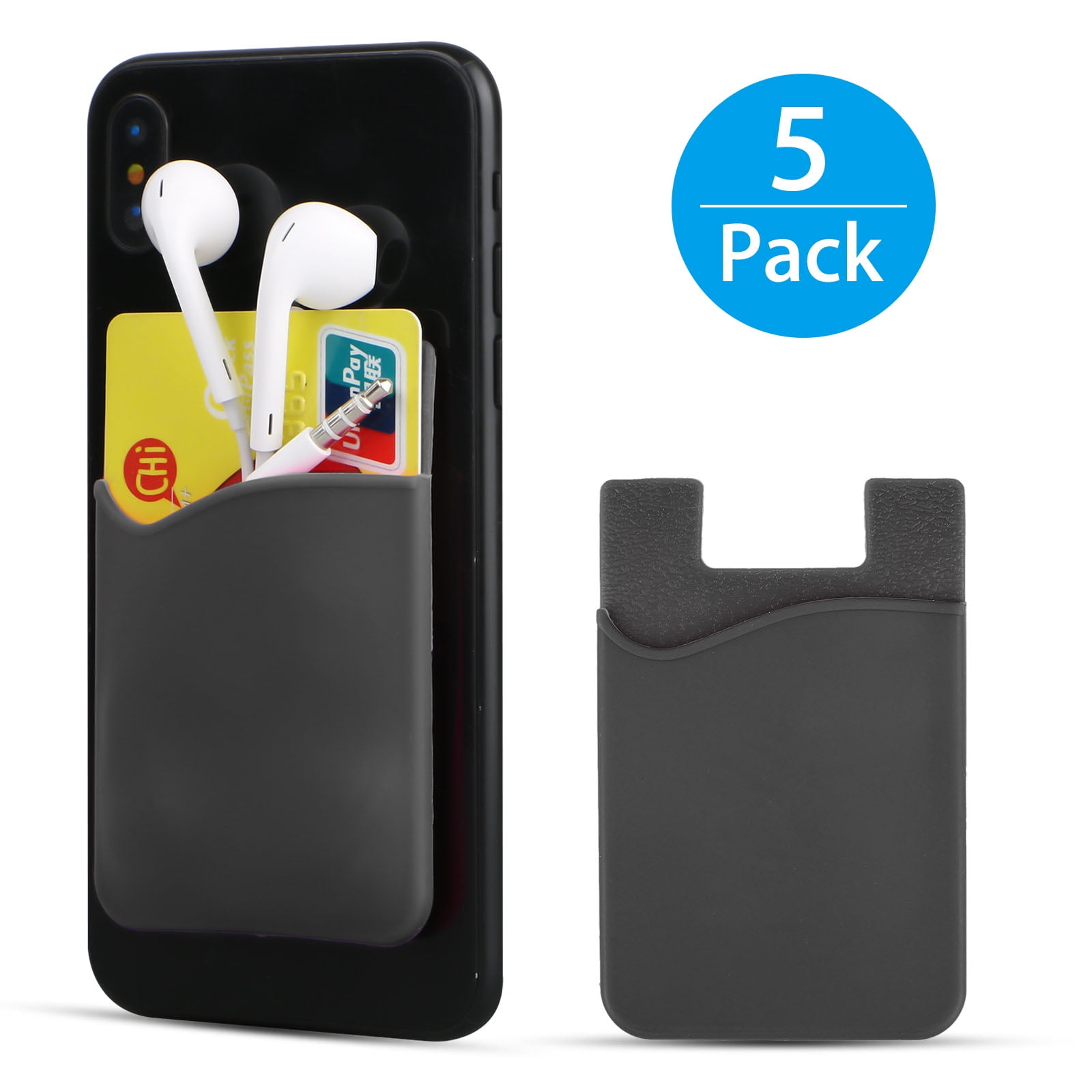 5/2/1 Pack Phone Card Holder, TSV Adhesive Silicone Credit Card Pocket