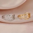 thumbnail image 2 of RSAMD Double Circles Women Ring Stainless Steel Round Geometric Finger Rings Jewelry-11-Gold, 2 of 6