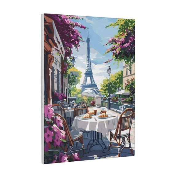 KLL Parisian Cafe With Eiffel Print Farmhouse Canvas Wall Art,Wall Decorations For Living Room Office Canvas Wall Decor for Home Decorations, 12'×16’’
