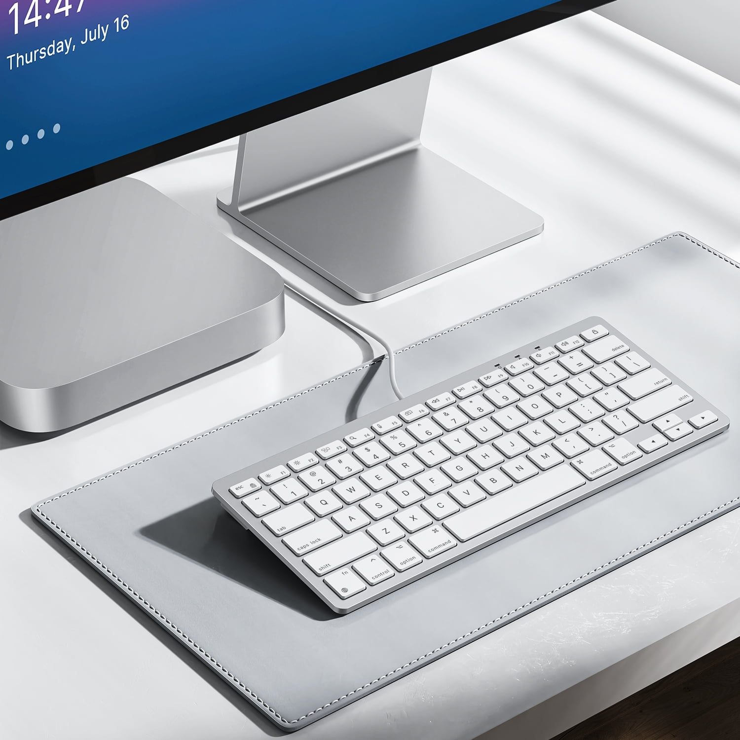 OMOTON Wired Keyboard for Mac – Dual Interface (USB & Type-C), Stable Connection, Plug and Play, Silver