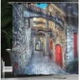 thumbnail image 4 of Ambesonne Medieval Shower Curtain, Old Stone House Town, 69"Wx84"L, Grey Red Brown, 4 of 5