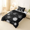 thumbnail image 2 of Erosebridal Kids Pickleball Twin Comforter Sets for Boys, Sports Theme Bedding Set, Black Gray, Black Reversible, 1 Comforter and 1 Pillowcase, 2 of 6