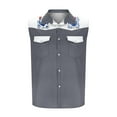 thumbnail image 2 of Camisas de Cuello para los Hombres de Moda Casual Imprimir Turndown Cuello sin Mangas Bolsillos Deportivos Tanque, Ligero Top de Verano, 2 of 5