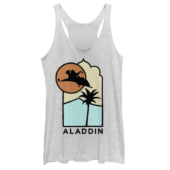 Women's Aladdin Block Carpet Ride Racerback Tank Top White Heather Medium