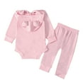 thumbnail image 2 of Penkiiy Newborn Infant Baby Long Sleeve Solid Hoodie Romper Bodysuit Tops+Pants SetNewborn Easter Outfit Girl for 9-12 Months Kids Pink on Sale, 2 of 8