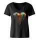 thumbnail image 4 of ICHUANYI Clearance Women Summer Sexy V Neck Gradient Print Regular Women Short Sleeves(Black, L) ICHUANYI WER2023081003406, 4 of 4
