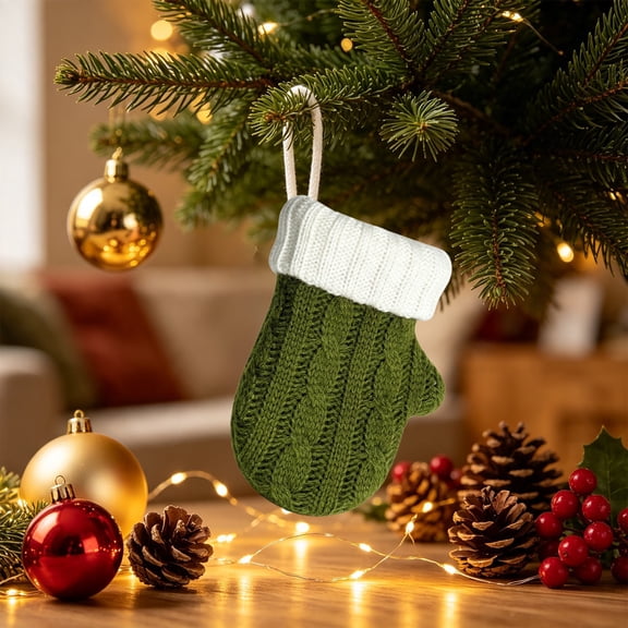 Knitted gloves Christmas Tree Hanging Ornament, Cute Pendant Decor for Holiday Window Wreath Display