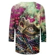 thumbnail image 4 of Tbopshirt 3/4 Sleeve Tops for Women,Mardi Gras Clothing,Women Gifts for Hers Casual Shirts Pullover Loose Tunic Tops Print Blouse,Womens Tops, 4 of 5