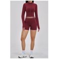 thumbnail image 4 of PISONIC Womens Two Piece Tracksuit Set Long Sleeve Zipper Jacket with Athletic High Waist Shorts Workout Outfit, 4 of 7