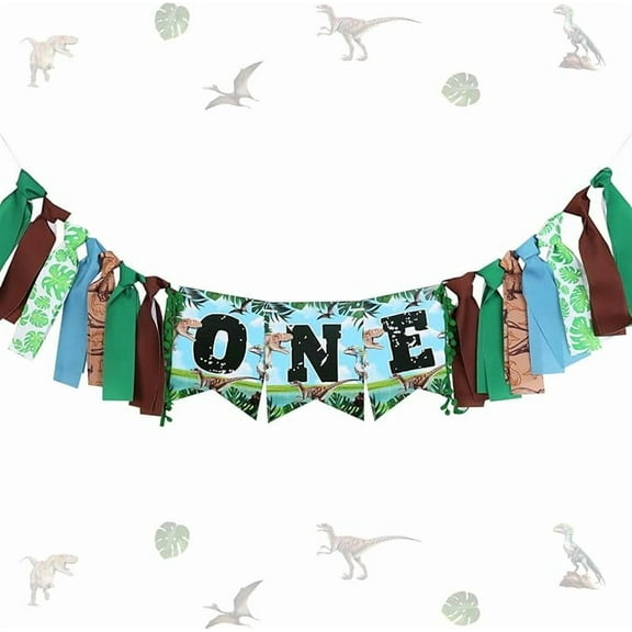 Dinosaur One High Chair Banner Dinosaur 1st Birthday Party decor Dinosaur 1st Birthday High Chair Banner Bunting Garland decor Dinosaur Theme Party Supplies Wall Decor for Boy First Birthday