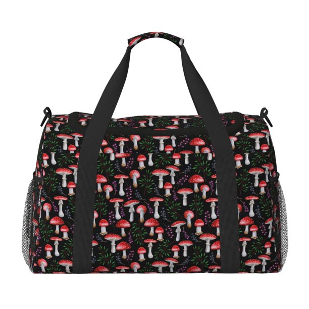 Disketp Red Mushrooms Bolsa de Viaje Tipo Duffle, Bolso de Mano para Fin de Semana para Mujer, Bolsa de Gimnasio Ligera para Hombre, Esencial para Viajes