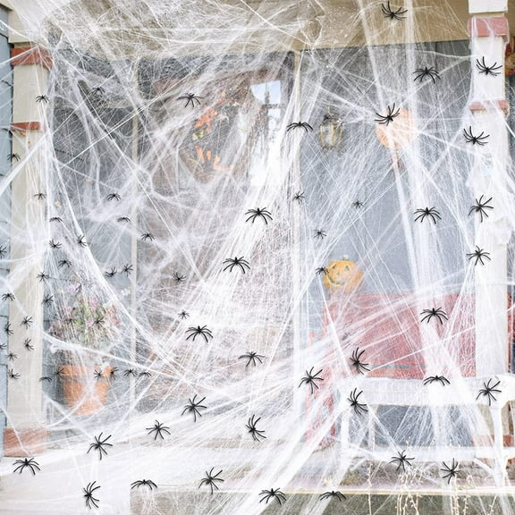 2000 sqft Halloween Spider Web Decorations,Super Stretch Spider Web with 40 Plastic Fake Spider Halloween Party Supplies Props Indoor Outdoor Decorations Haunted House
