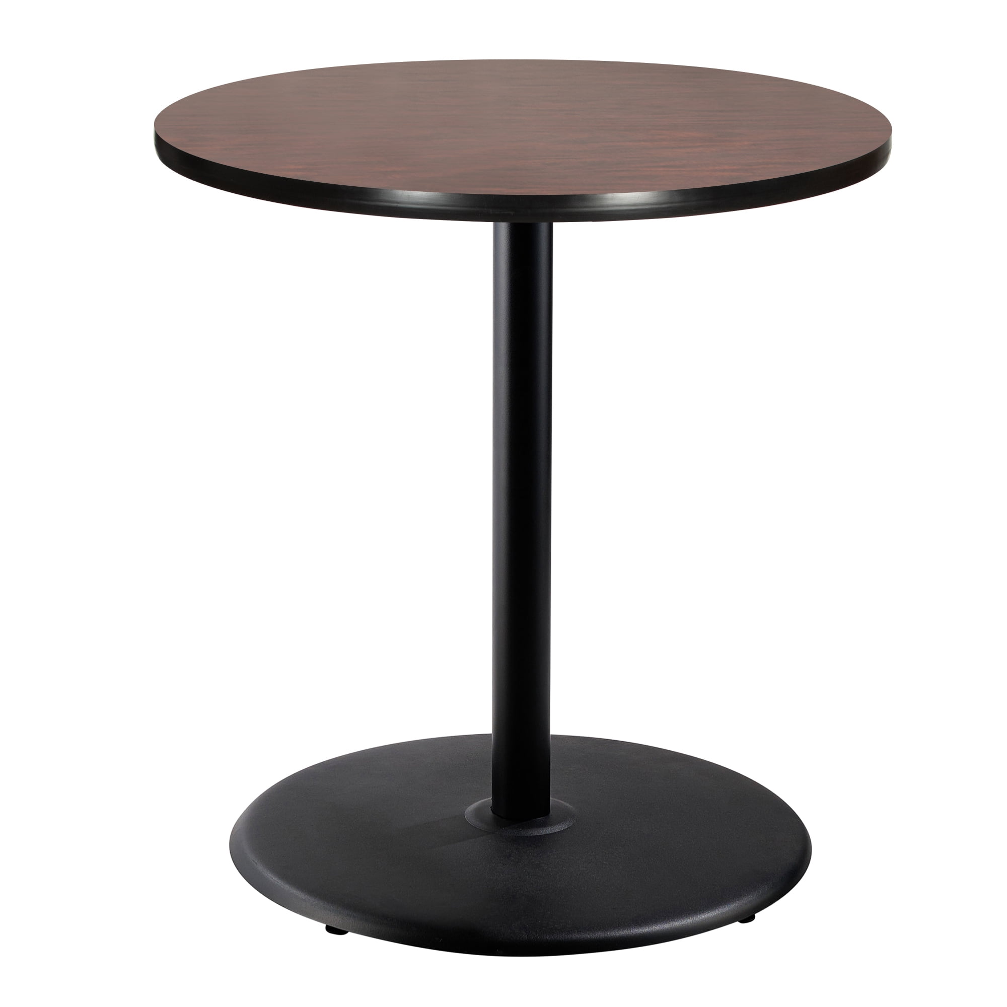 Hampden Furnishings Bennet Collection Steel Frame 36" Round Top, Round Base, 42" Height, Cafe Table, Black Frame/Mahogany Top