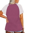 thumbnail image 5 of Fesfesfes Plus Size Tops for Womens Casual Tunic Striped Printed Raglan Short Sleeve T-Shirts V-Neck Tops Blouse 5XL(US:18), 5 of 7