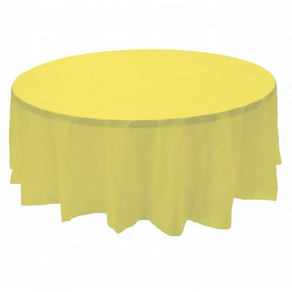 2 Plastic Round Tablecloths 84" Diameter Table Cover - Yellow