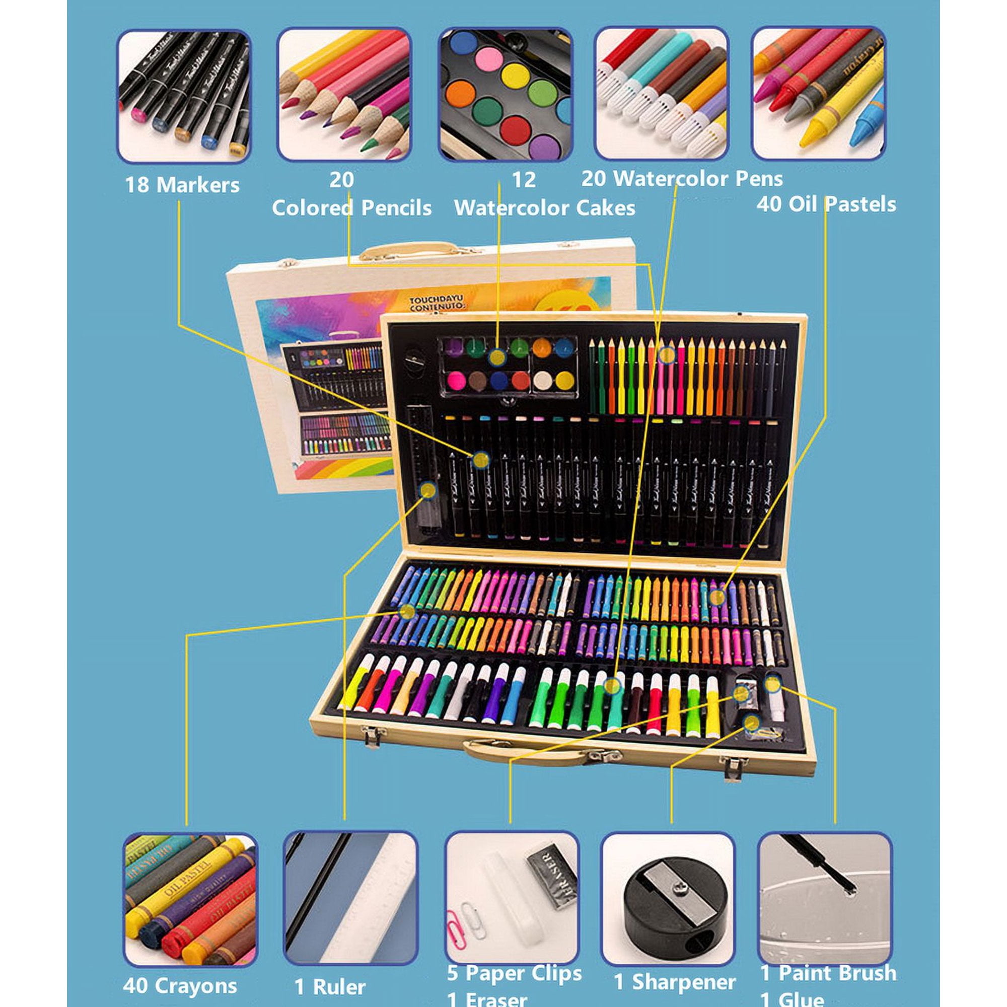 Inspiration Art Case Coloring Set (180ct), Art Kit For Kids, Toys for Girls & Boys, Art Supplies Set, Drawing Gift for Kids, 5+