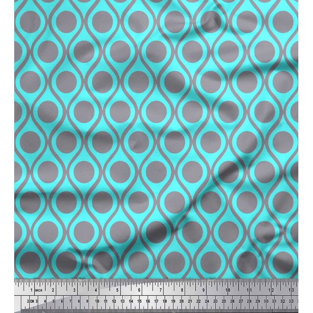 Soimoi Rayon Fabric Dot & Ogee Damask Print Sewing Fabric Yard 56 Inch Wide
