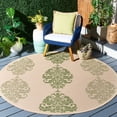thumbnail image 2 of Safavieh Courtyard Jenny Medallion Indoor/Outdoor Area Rug, Natural/Olive, 6'7" x 6'7" Round, 2 of 10