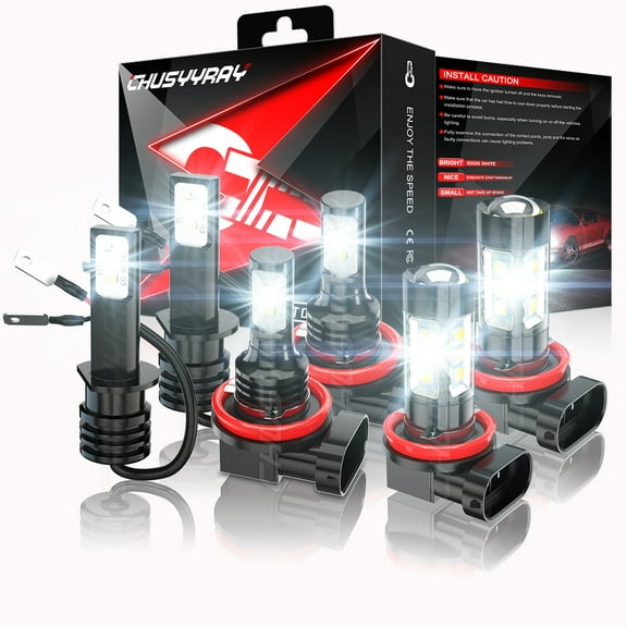 CHUSYYRAY H1 H11 LED Headlight High Low Beam   H11/H9/H8 Fog Light Bulbs Kit 6000K White 6 Pack
