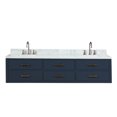 thumbnail image 3 of Castor 80 in W Blue Double Bath Vanity, Carrara Marble Top, and Faucet Set, 3 of 11