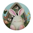 thumbnail image 4 of HAOXIT Round Table Covers with Elastic Pastoral Rabbit Butt Egg Waterproof Fitted Tablecloth Wipable Table Cover Fits Up to Tables Plants on Aqua Wood Table Cloth Protector for Outdoor/Indoor 31-35, 4 of 8