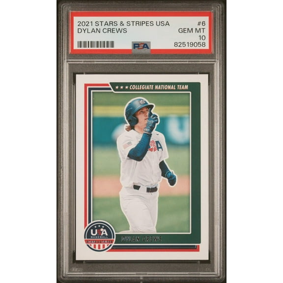 Graded 2021 Panini Stars  Stripes USA Dylan Crews #6 Rookie RC Baseball Card PSA 10 Gem Mint
