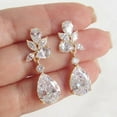 thumbnail image 2 of Joyas para bodas Pendientes de circonita con forma de pera y gotas de agua para la cena de bodas Pendientes de novia cómodos de llevar, 2 of 5