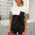 thumbnail image 4 of Minnieouse Camisa de manga corta con cuello y estampado de rayas para mujer Prendas para la parte del cuerpo negro M Minnieouse AP001245-02, 4 of 6