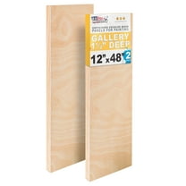 U.S. Art Supply Unfinished Cradled Wood Panels for Painting, 2 Pack of 12x48 inch - Gallery Birch Wooden Canvas Boards 1-1/2" Deep - Mixed-Media Craft, Acrylic, Oil, Encaustic, Paint Pouring