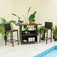 thumbnail image 1 of Costway Patio 3PCS Wicker Bar Set Height Table Two Stools with 3 Rows Stemware Racks Garden, 1 of 10