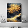 thumbnail image 2 of Mudket Golden Tree Waterfall Canvas Wall Art, floral prints wall art, Framed Nature Landscape Print, Feng Shui Wall Decor for Living Room, Ready to Hang - 12"L x 8"W, 2 of 10