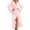 Pink, variant on Women's Long Thick Plush Bathrobe - Solid Color Close-Fitting Winter Homewear, Beige, L