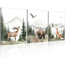 Nursery Wall Hieng Wild Woodland Animals Wall Decor Deer Bear Fox Watercolor Pictures Paintings Prints Adventure Theme Canvas Posters for Boys Bedroom Girls Living Roomes Framed