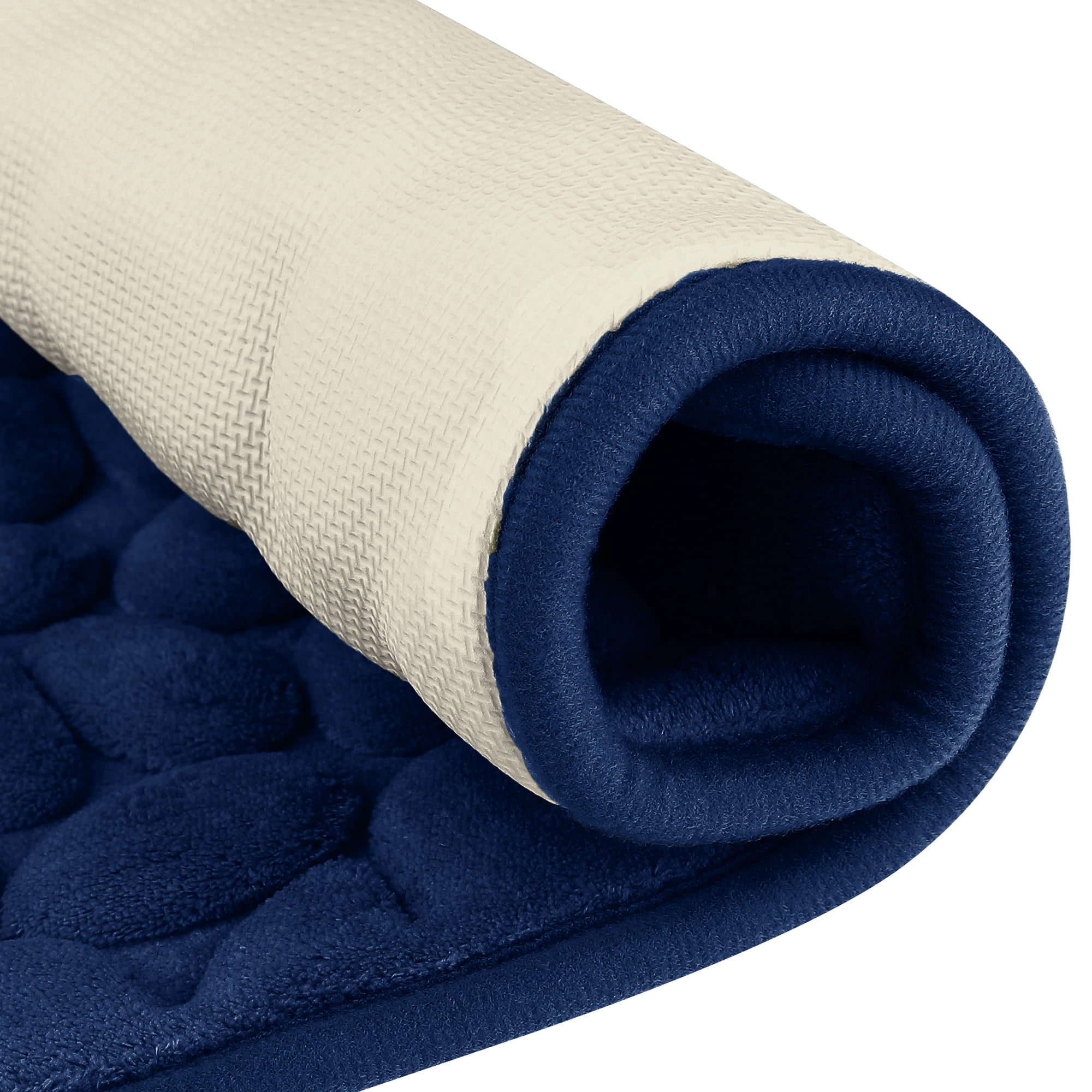 Unique Bargains Memory Foam Soft Bath Mat Quick Dry Bath Carpet Rug Navy Blue 16"x24"