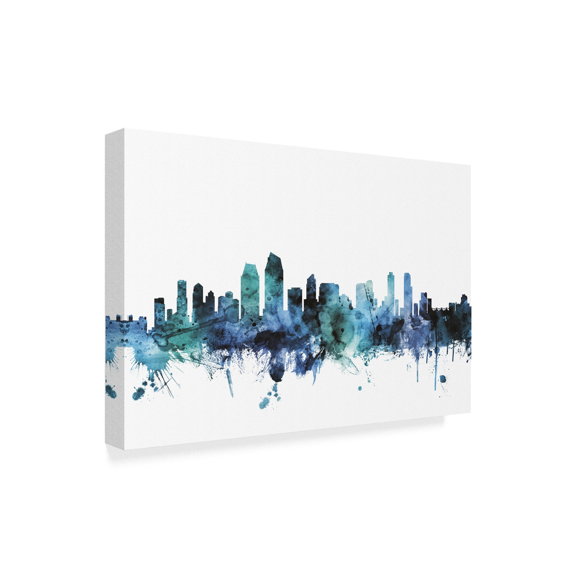 Trademark Fine Art 'San Diego California Blue Teal Skyline' Canvas Art by Michael Tompsett
