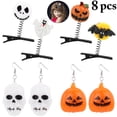 thumbnail image 2 of 2 Pairs Halloween LED Earrings Creative Light up Drop Earrings with 4 Hair Clips, 2 of 10