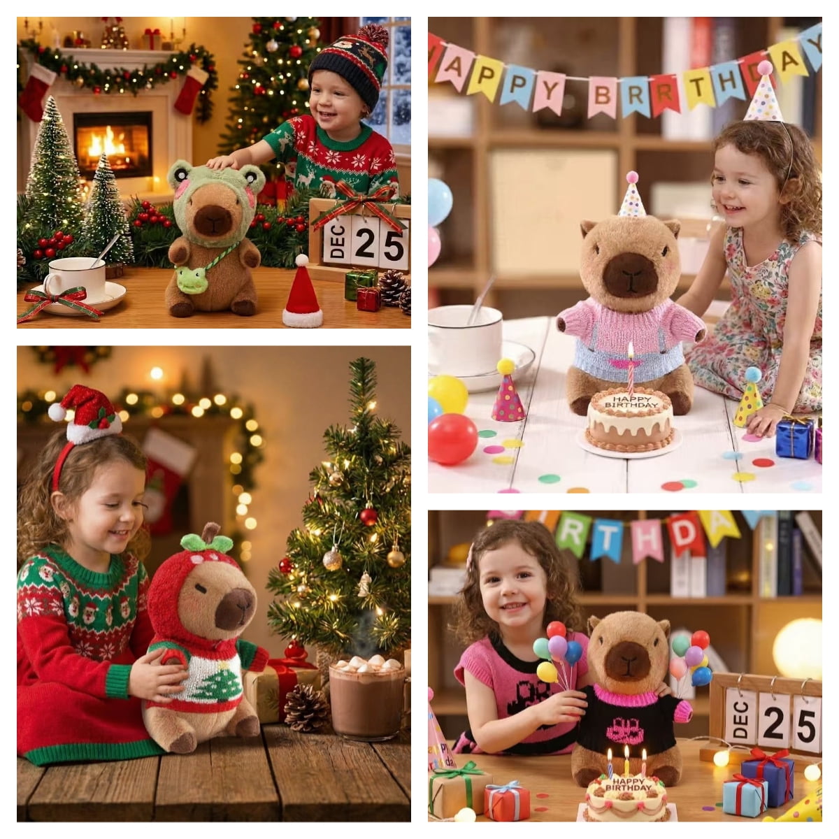 2 Capybara Plush with 12/13 pcs Clothes & Accessories, Dress Up Capybara Stuffed Animal Plush Toys, 10.2 in Cute Plushies for Girl/Boy Birthday